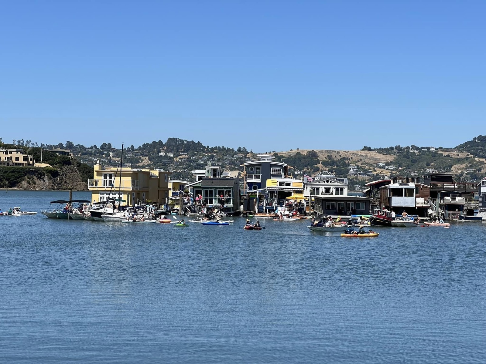 A floating party on the water near the Sausalito docks