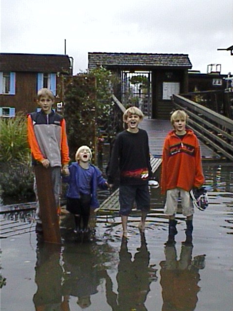 King Tides on East Pier — Raising four boys on the Sausalito docks